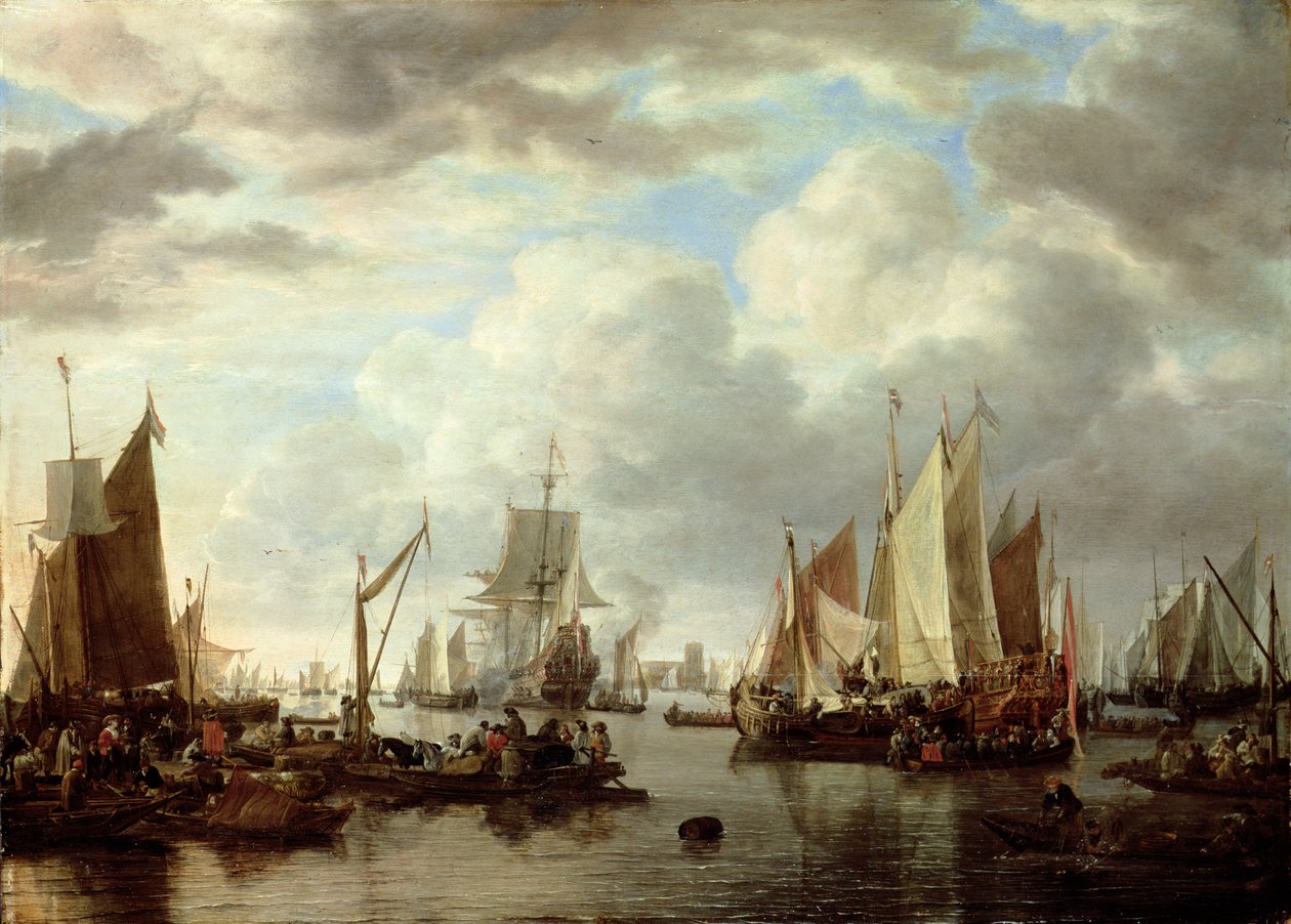 Frakt før Dordrecht, 1651 av Simon de Vlieger