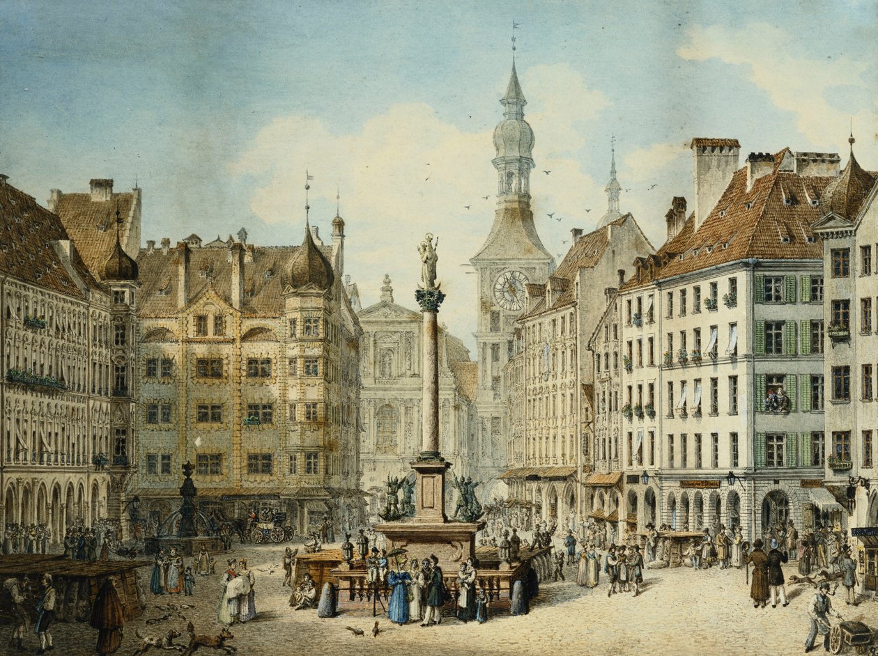 Schrannenplatz, München, 1835 av Simon Quaglio