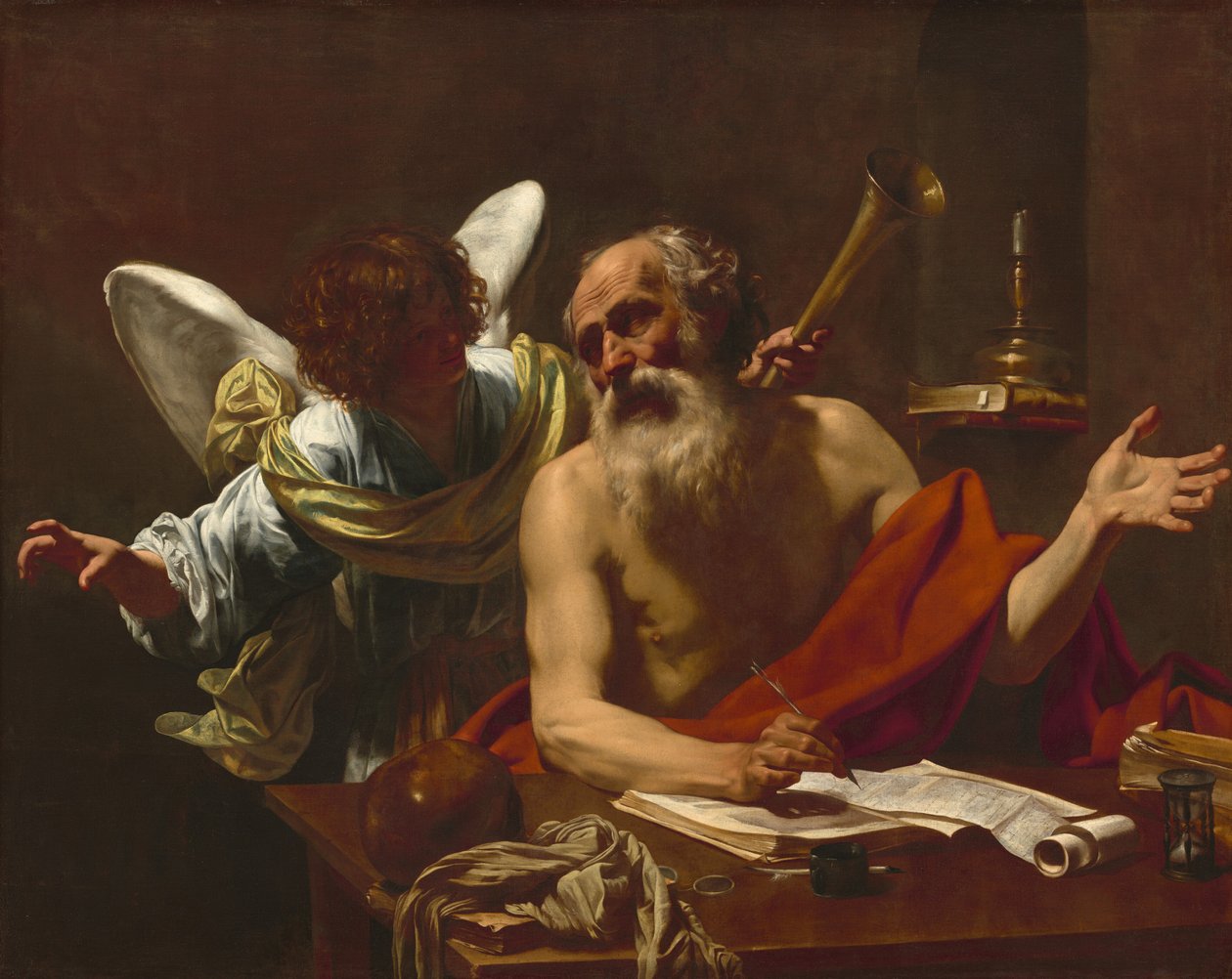 Den hellige Hieronymus og engelen av Simon Vouet