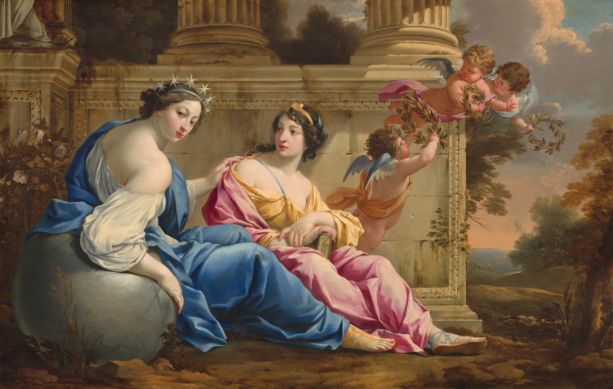 Musene Urania og Calliope, ca. 1634 av Simon Vouet