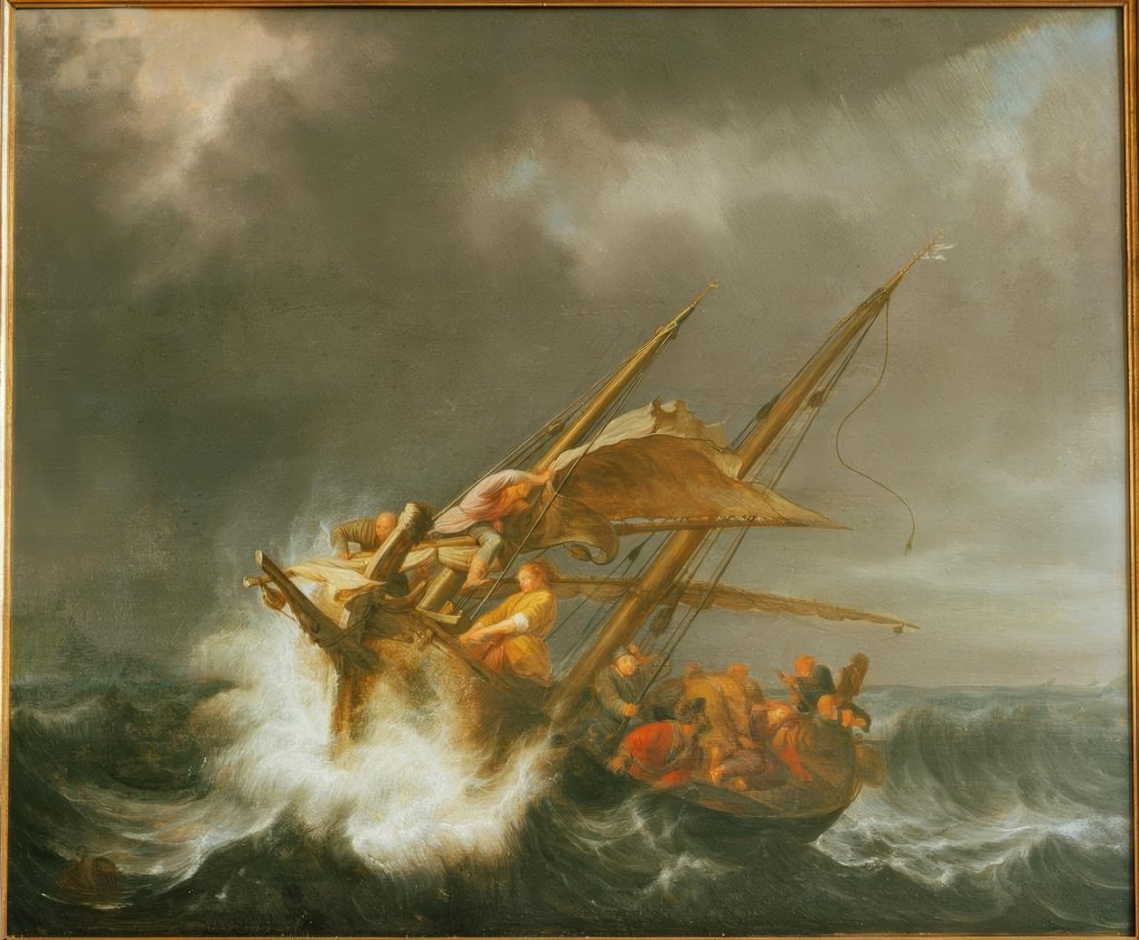 Kristus og disiplene i havstormen av Simon de Vlieger