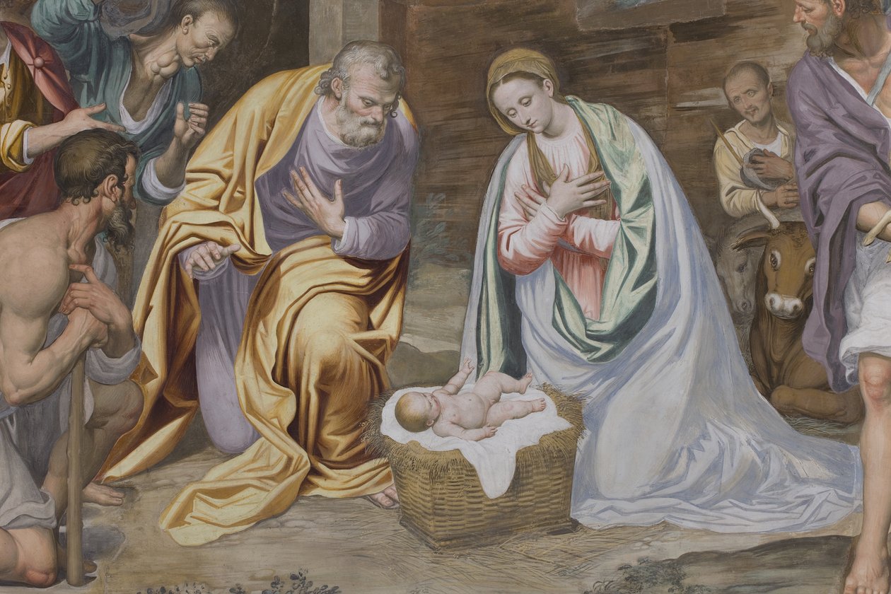 Tilbedelse av hyrdene, 1578-82 av Simone Veneziano Peterzano