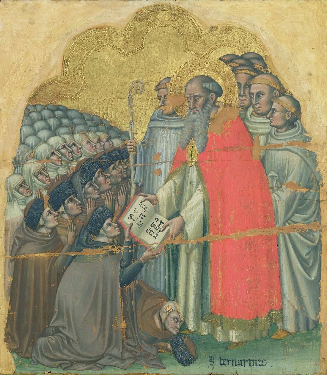 St. Bernard Tolomeo (1272-1348) gir regelen til sin orden (tempera på lerret) av Simone dei Crocifissi