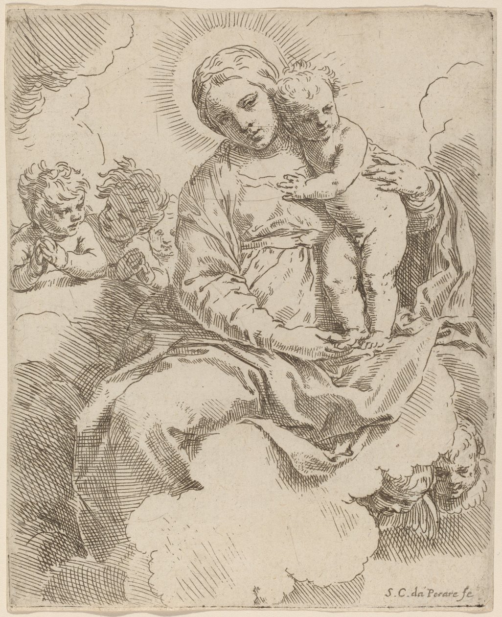 Jomfruen og barnet av Simone Cantarini