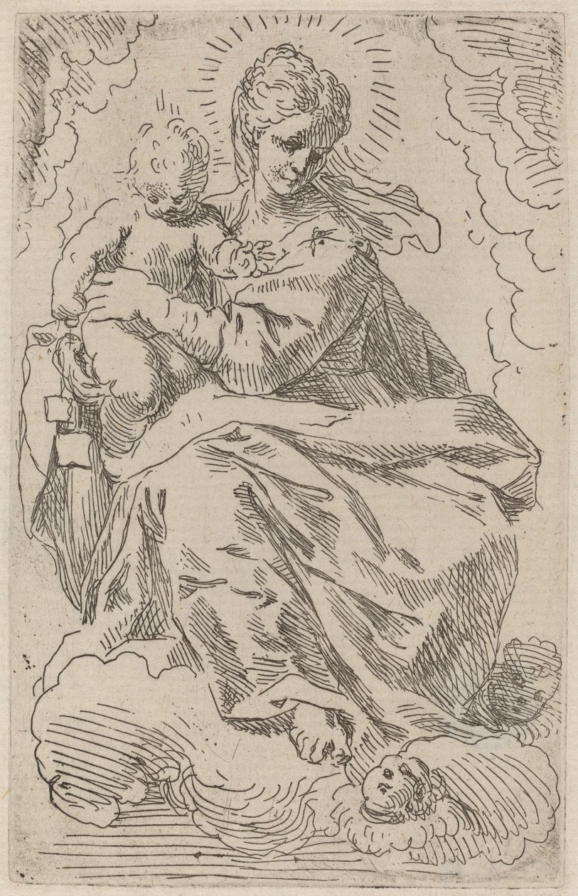 Jomfruen og barnet av Simone Cantarini