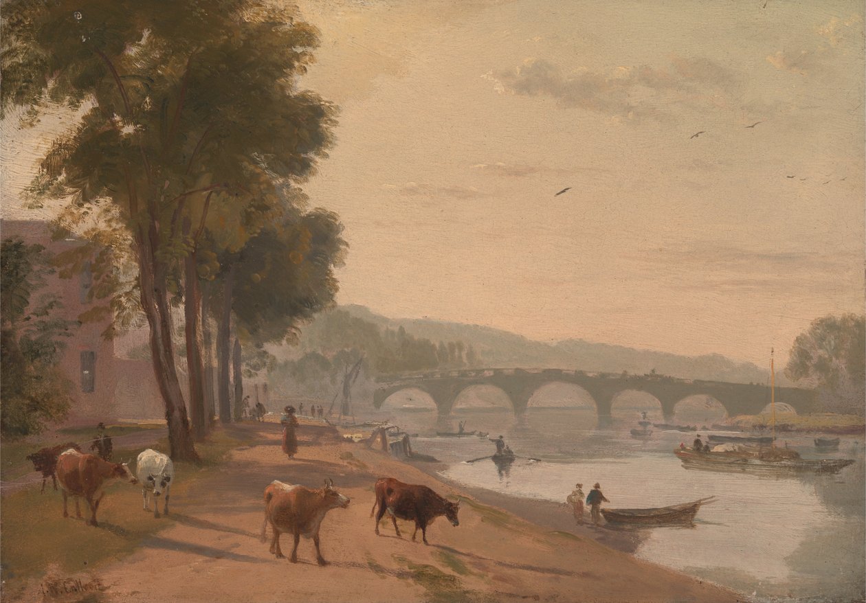 Utsikt over Richmond Bridge, på Themsen av Sir Augustus Wall Callcott