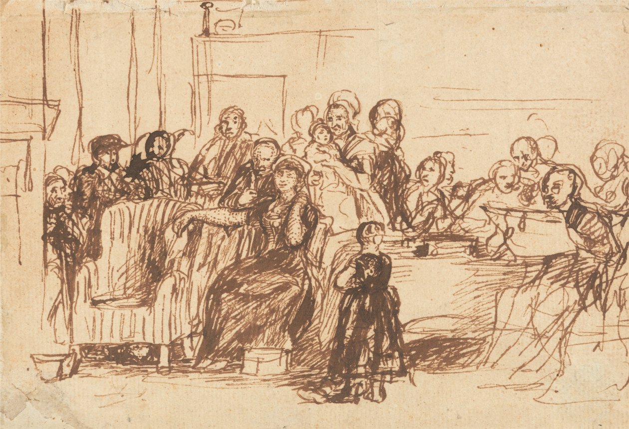 Skisse for "Lese testamentet" av Sir David Wilkie