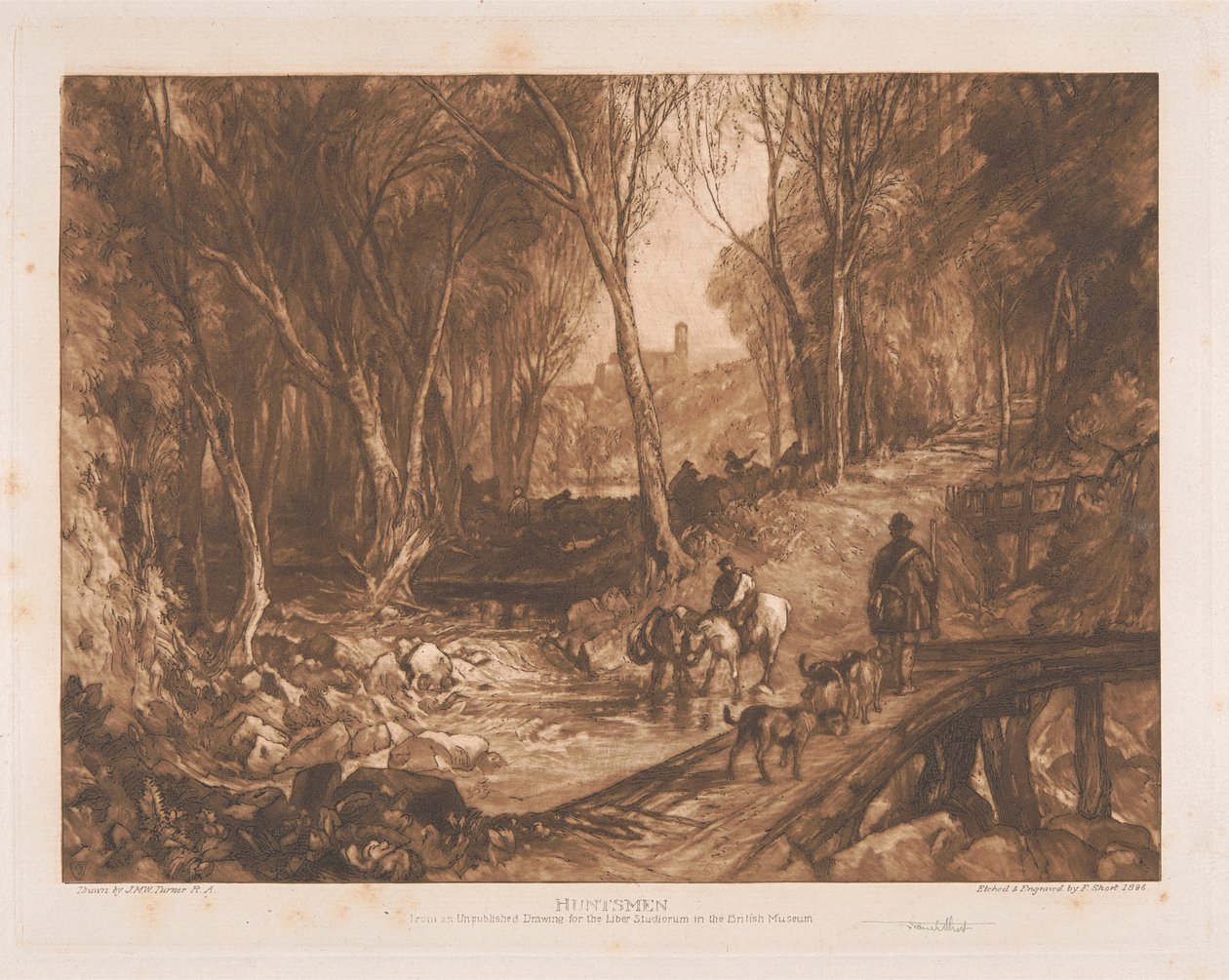 Huntsmen in a Wood av Sir Frank Short
