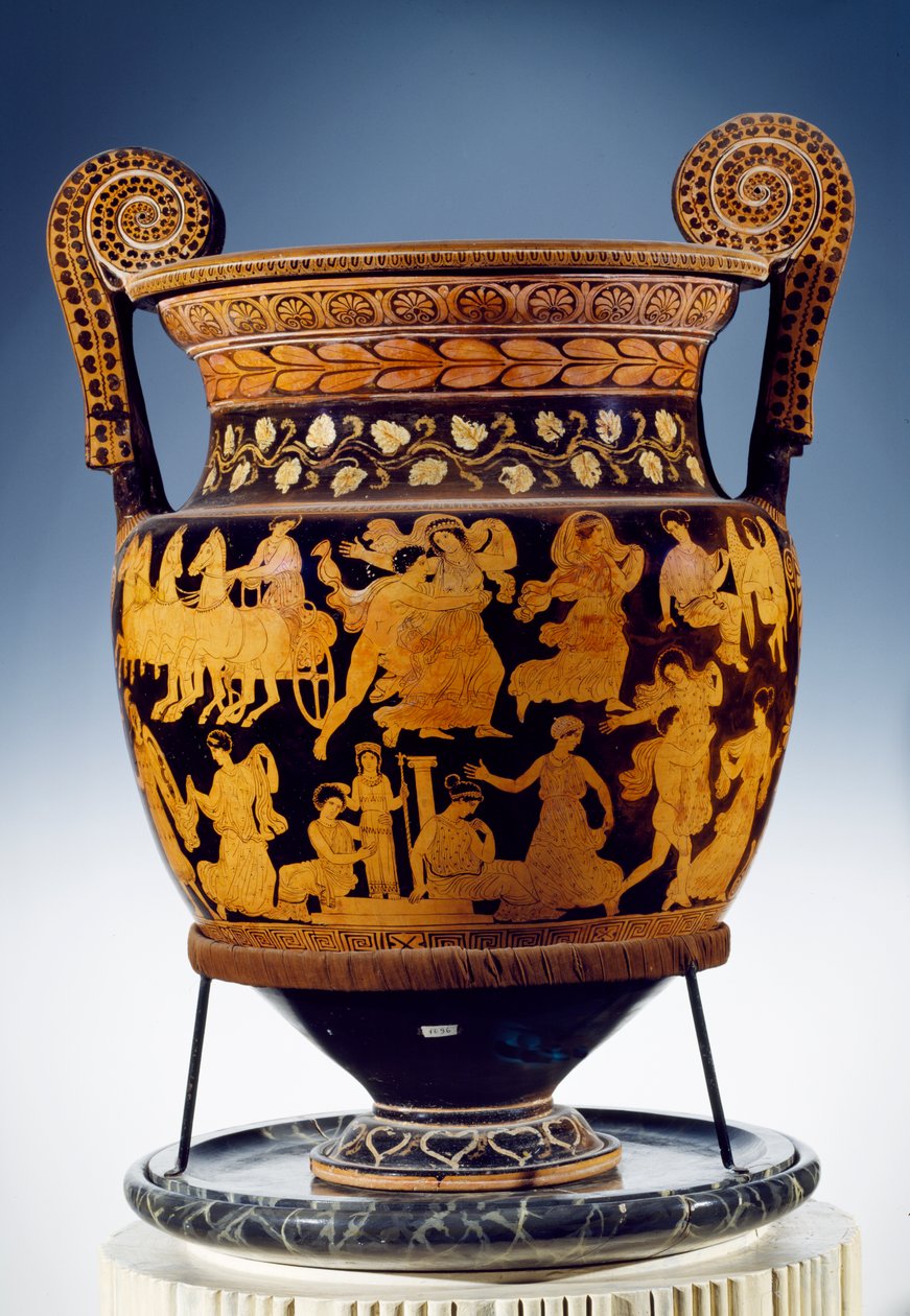 Voluttkrater med rød figur, apulisk (keramikk) (se også 85031 og 85032) av Sisyphus Painter