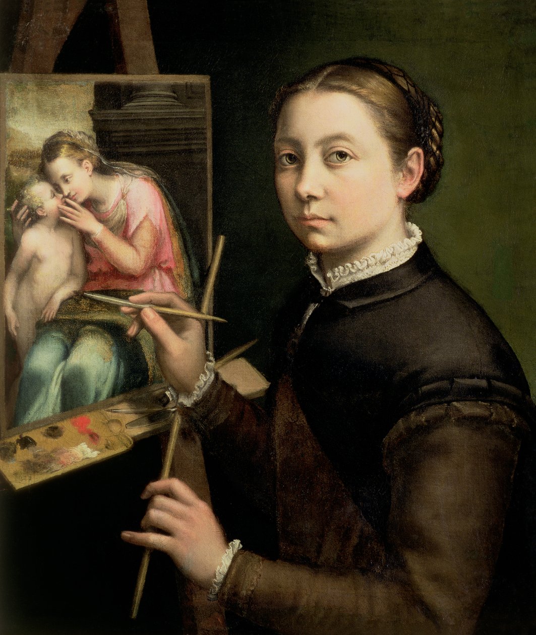 Selvportrett ved staffeli, 1556 av Sofonisba Anguissola
