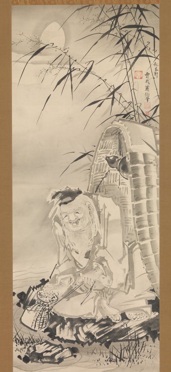 Tokaibo med en fiskekurv, ca. 1768. av Soga Shohaku