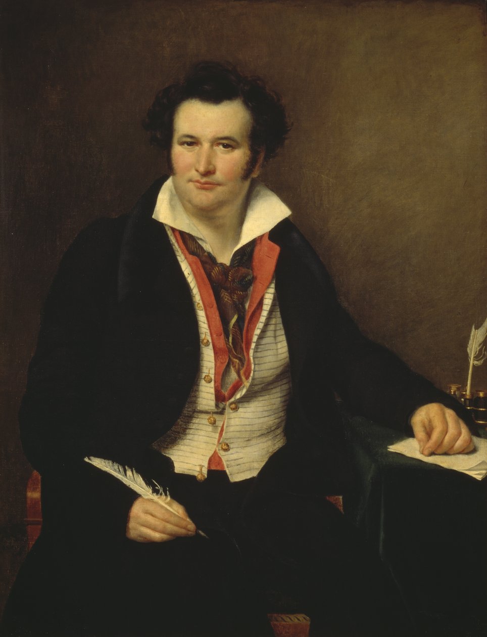Portrett av Bernard Wolf (1778-1850) skuespiller, forfatter og direktør for Theatre de la Monnaie i Brussel, malt før 1823 av Sophie Rude