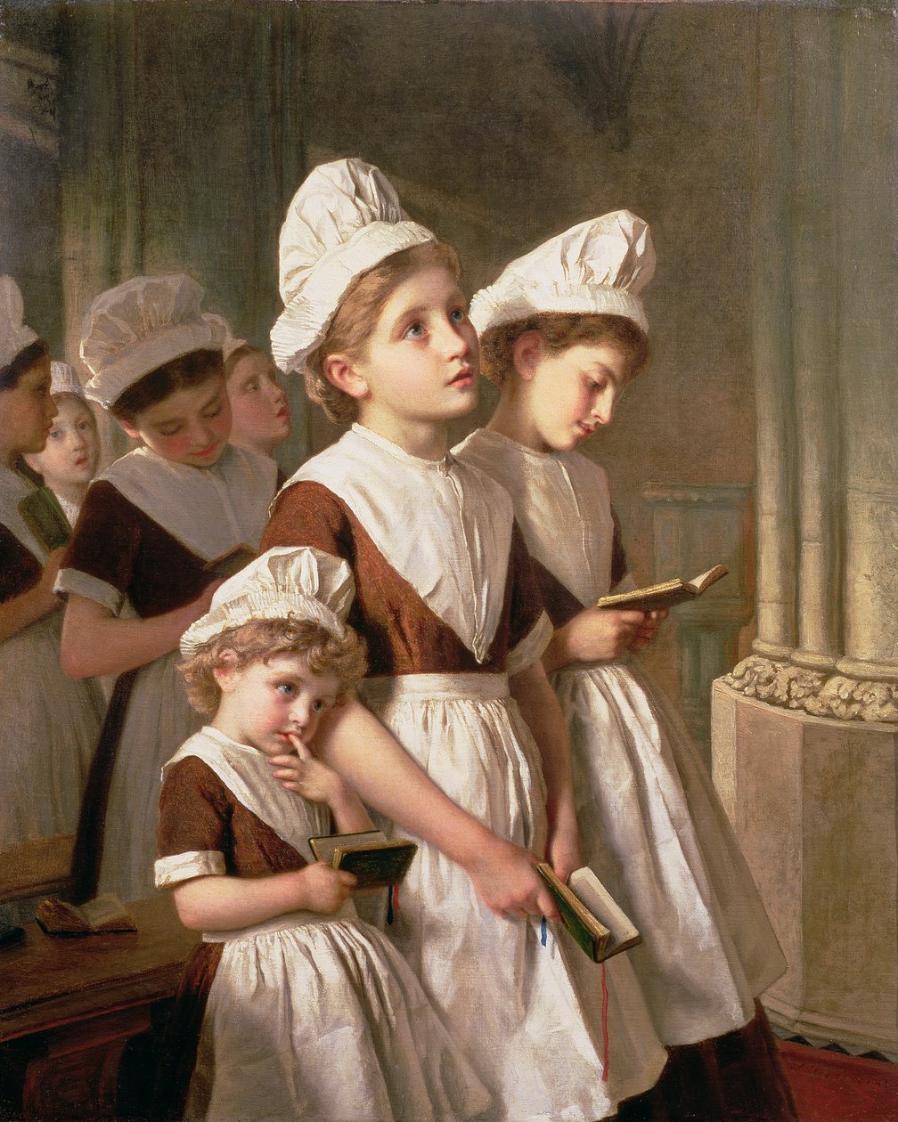Foundling Girls at Prayer in the Chapel, ca. 1877 av Sophie Gengembre Anderson