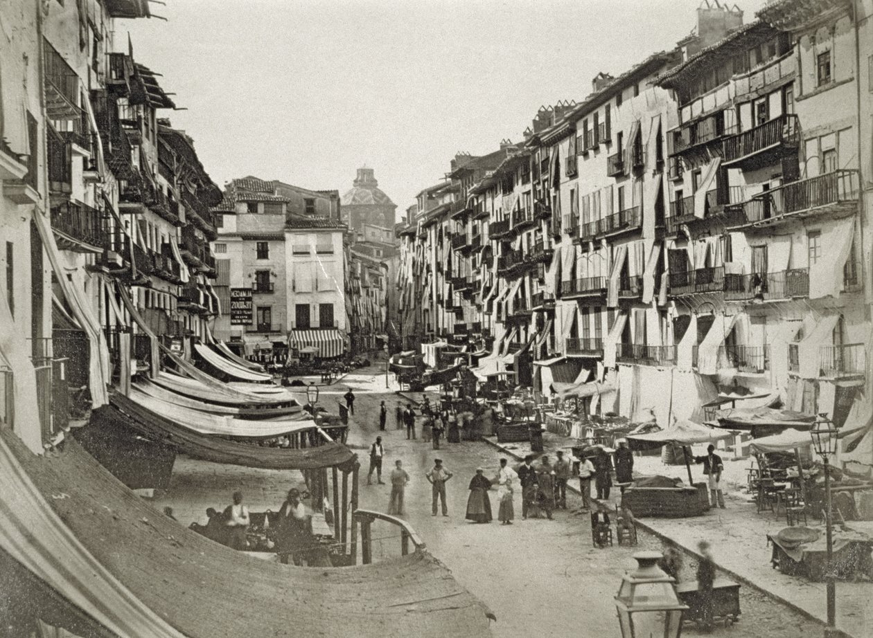 Barcelonas gatebilde, ca. 1880-tallet (albumintrykk) av Spanish Photographer