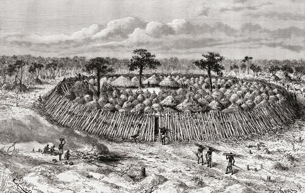 En kongolesisk landsby på midten av 1800-tallet, fra 