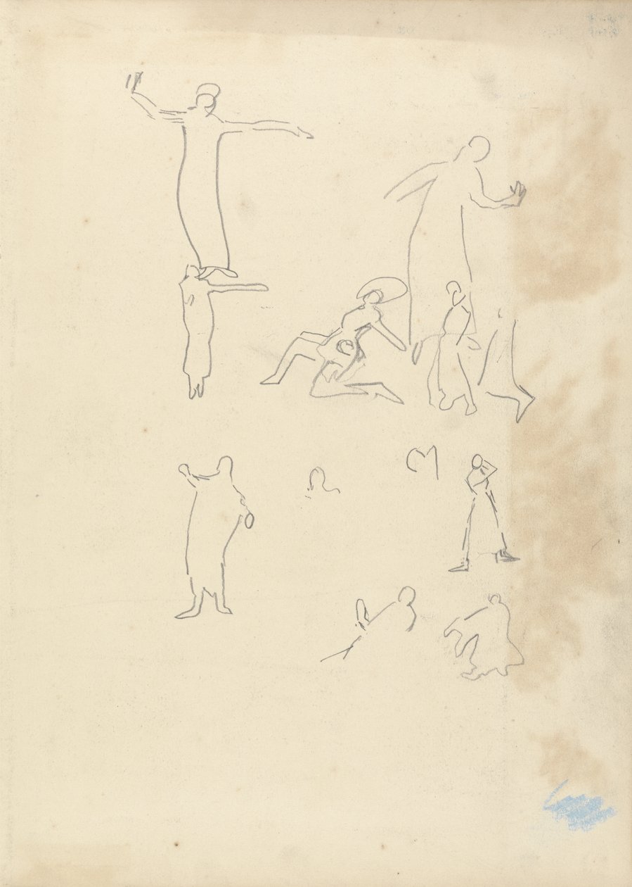 Study of Dancers, for the Cave of the Golden Calf (grafitt) (se 265074 for verso) av Spencer Frederick Gore