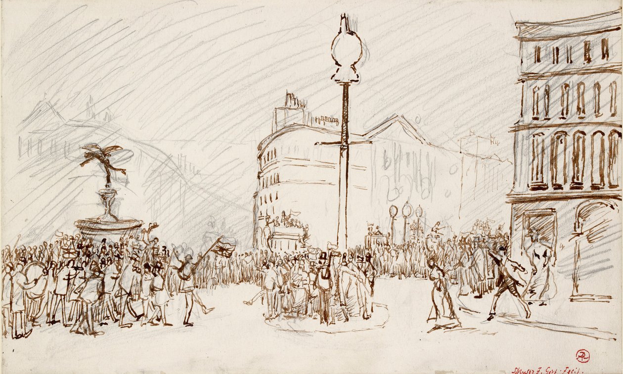 Gatescene-Piccadilly Circus, ca. 1900-tallet av Spencer Gore