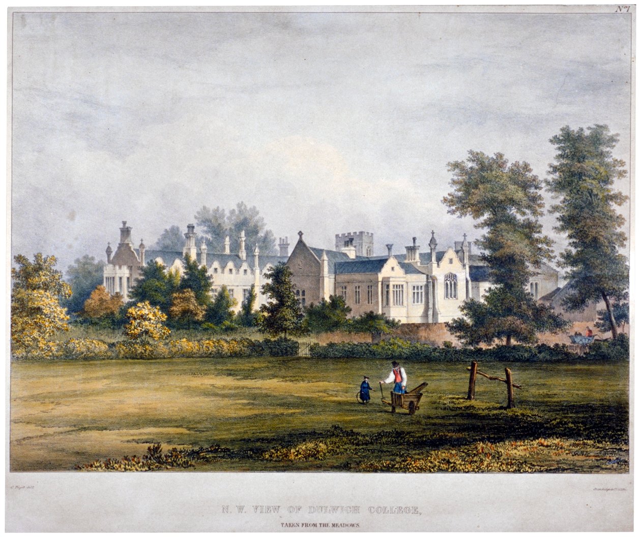 Dulwich College, London, c1830 av Standidge and Co