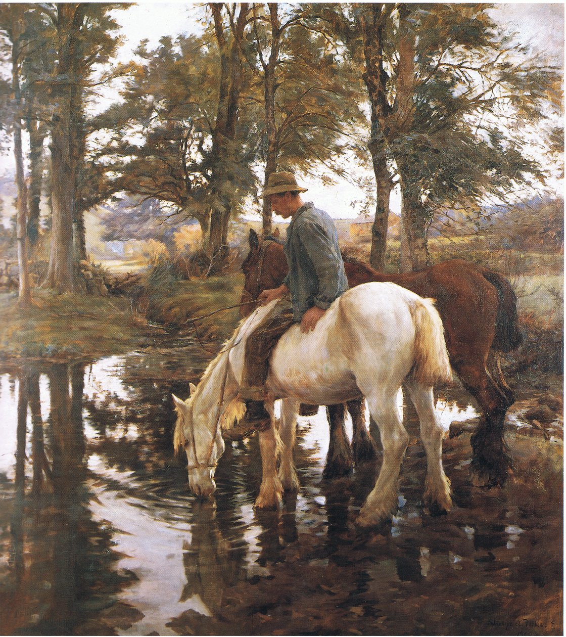 Drikkestedet (farge litho) av Stanhope Alexander Forbes