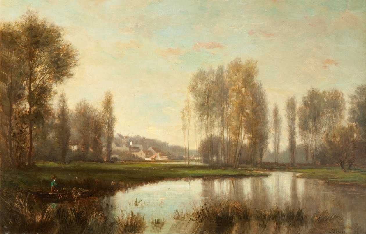 On the Edge of the Oise (A River Scene) av Stanislas Victor Edouard Lepine
