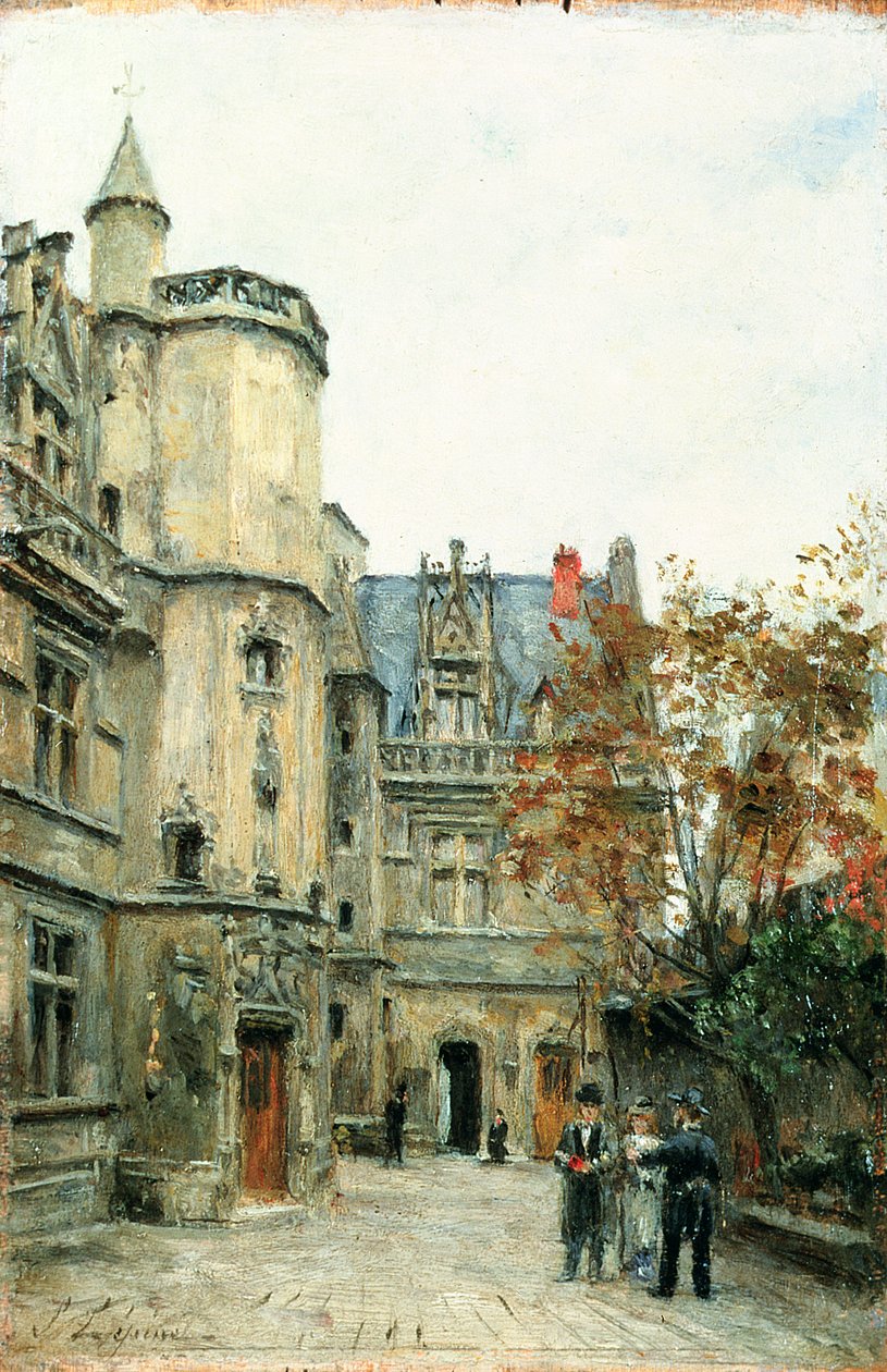 The Courtyard of the Museum of Cluny, ca. 1878-80 (panel) av Stanislas Victor Edouard Lepine