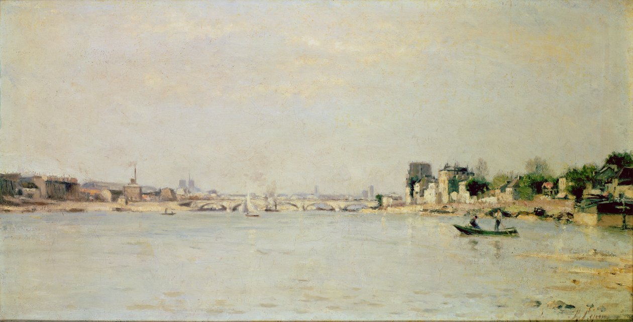 Utsikt over elven Seinen (olje) av Stanislas Victor Edouard Lepine
