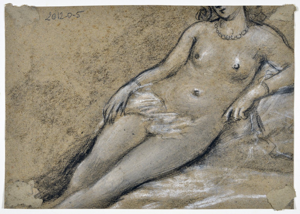 Kvinnestudie (tegning) av Stanislas Torrents y de Amat