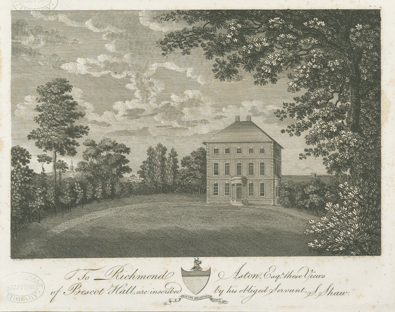 Bescot Hall: gravering, og [slutten av 1800-tallet] av Stebbing Shaw