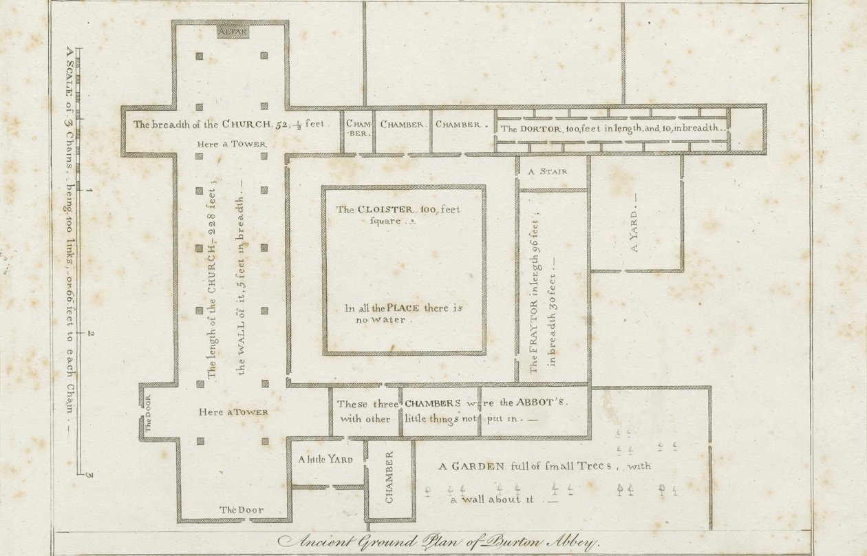 Burton-upon-Trent Abbey: gravering, nd [c 1795] (trykk) av Stebbing Shaw