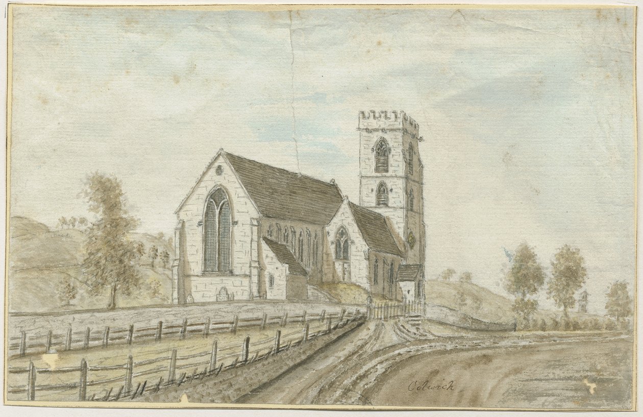 Colwich Church: vannfargemaleri, nd [1762-1802] av Stebbing Shaw