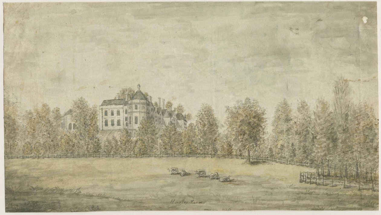 Hagley Hall: vannfargemaleri, nd [1795] av Stebbing Shaw