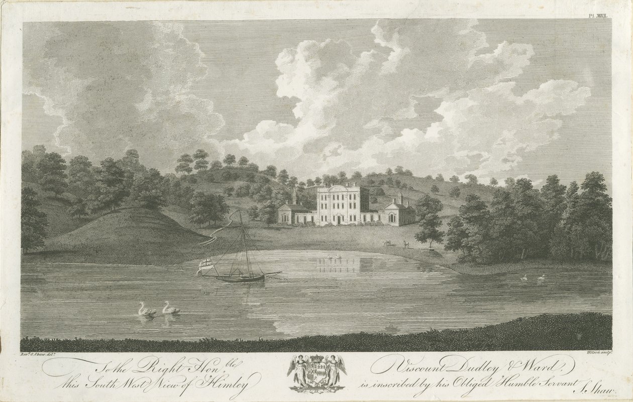 Himley Hall: gravering, nd [1762-1798] av Stebbing Shaw
