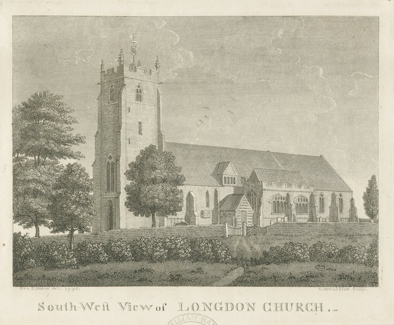 Longdon Church: gravering av Stebbing Shaw
