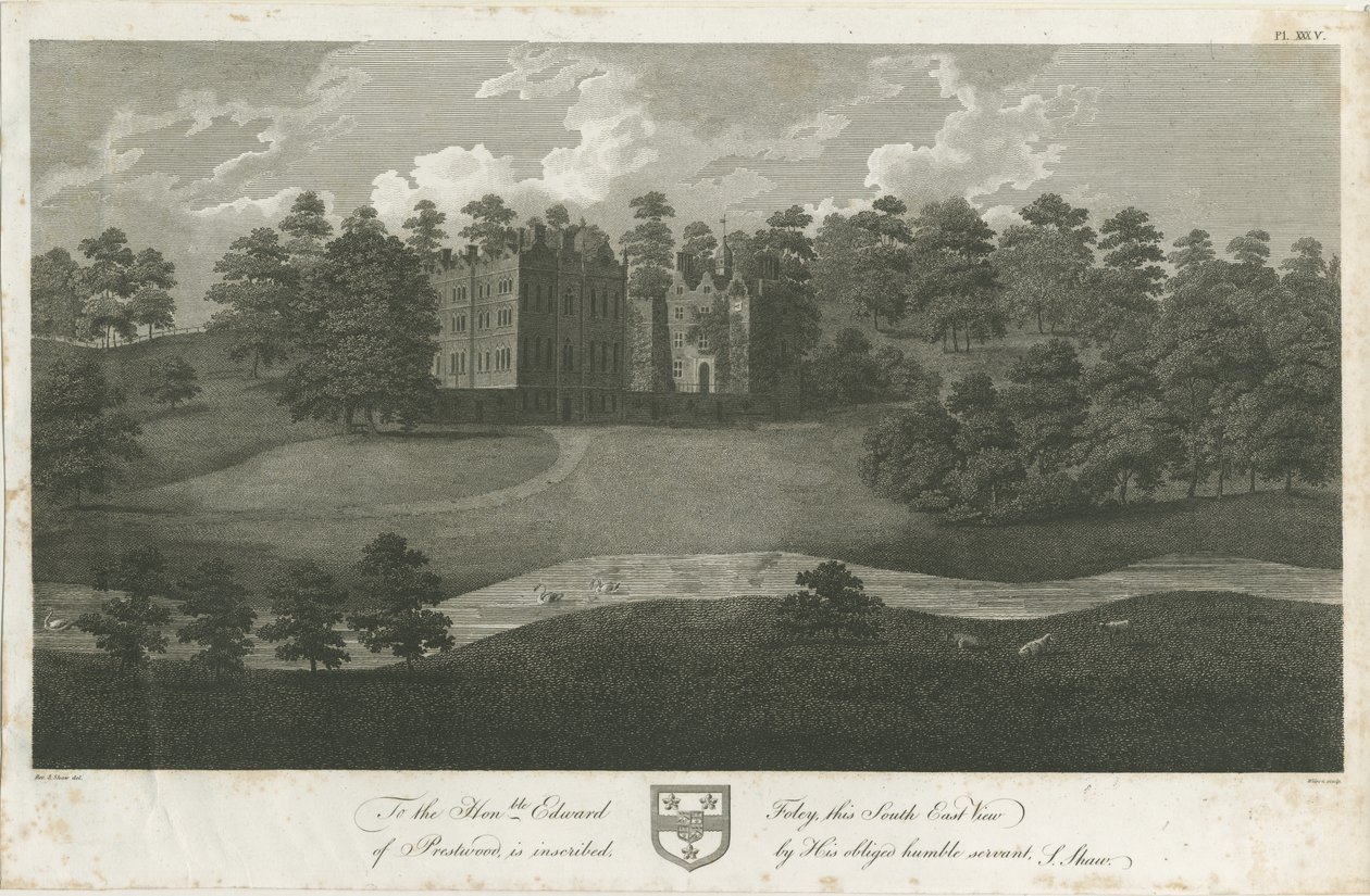 Prestwood Hall: gravering, nd [1762-1802] av Stebbing Shaw