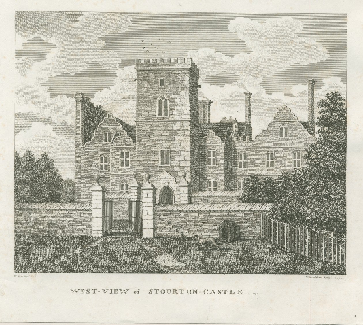 Stourton Castle: gravering av Stebbing Shaw