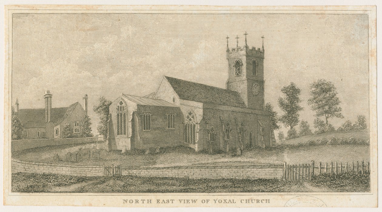 Yoxall kirke: gravering, nd [c 1798] (trykk) av Stebbing Shaw