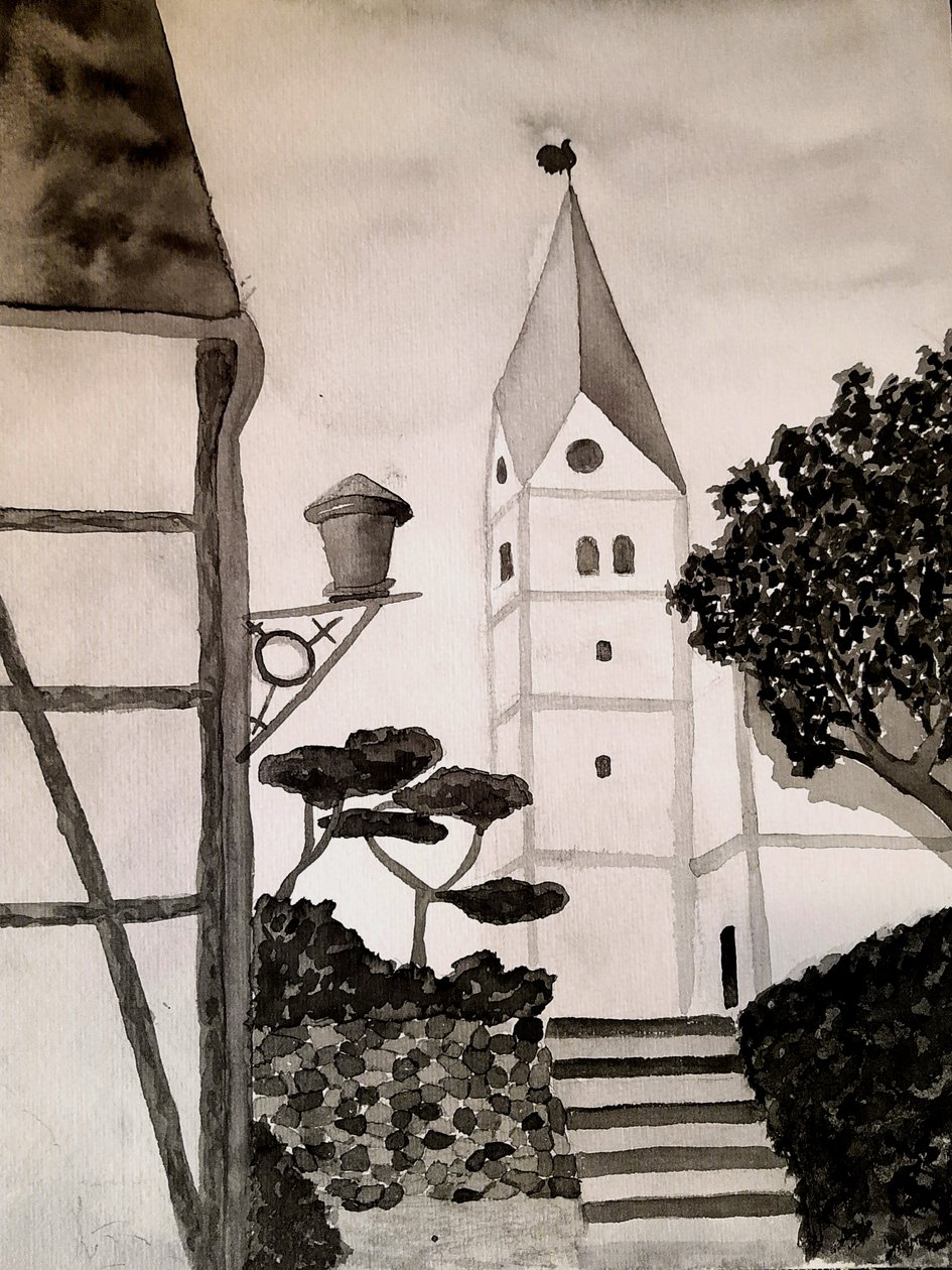 St. Aegidius kirke i svart og hvitt av Steegs Art Karin
