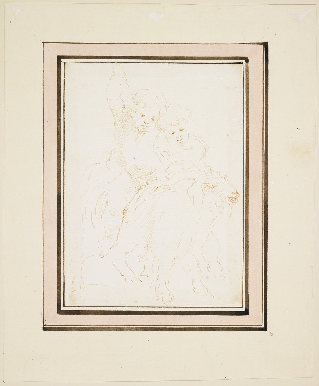 Two Putti on a Goat, ca. 1640 (penn og brunt blekk) av Stefano della Bella