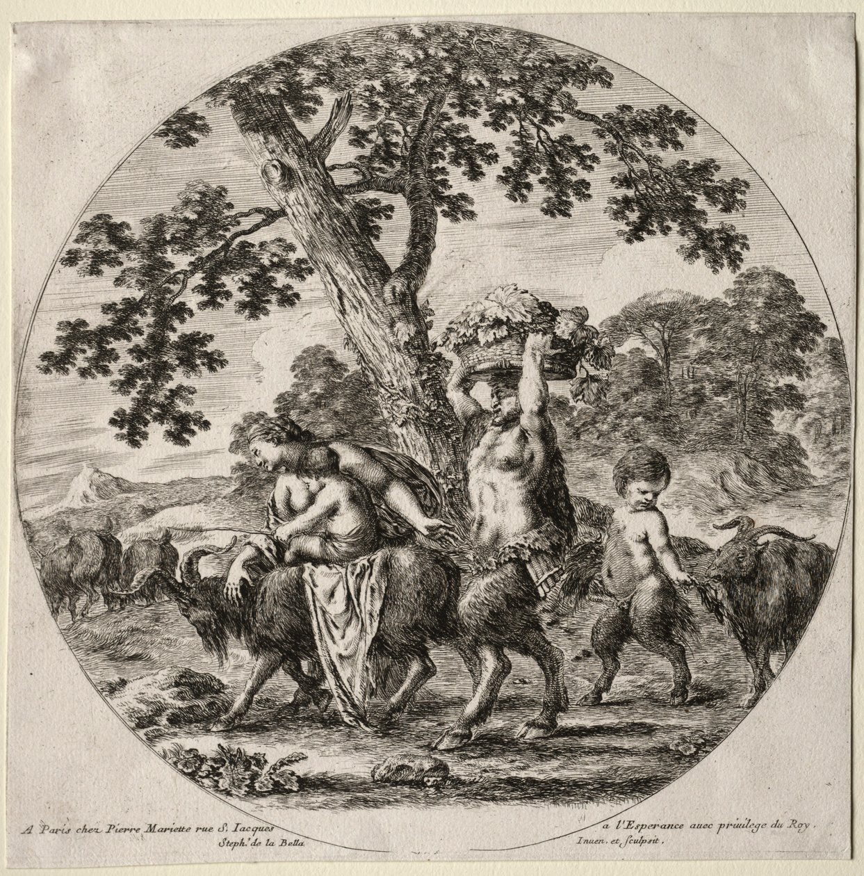 En Satyr-familie på reise. av Stefano della Bella