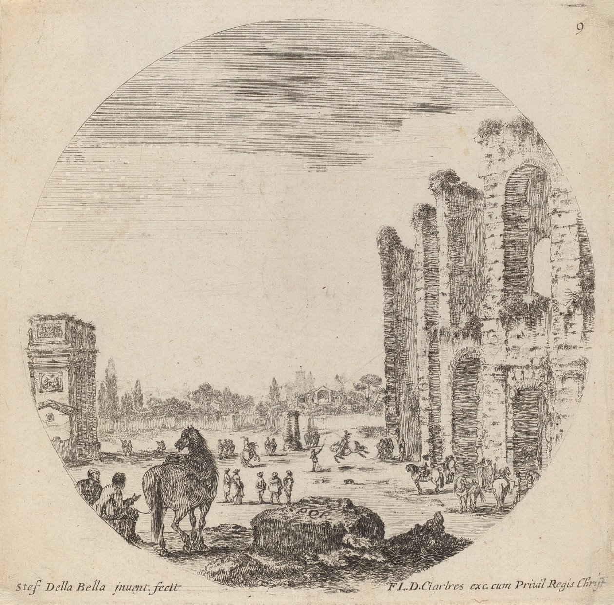 Colosseum og Konstantinbuen, 1646. av Stefano della Bella