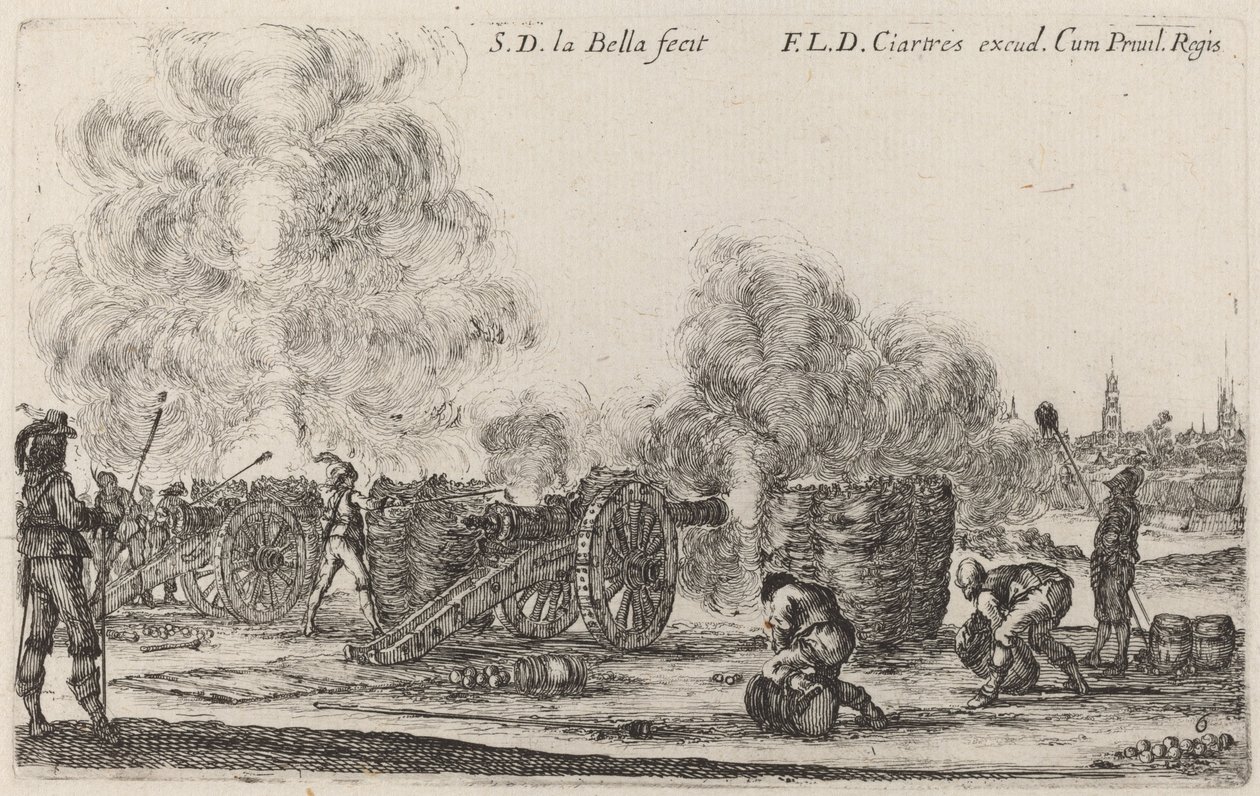Avfyring av kanonene, ca. 1641. av Stefano della Bella