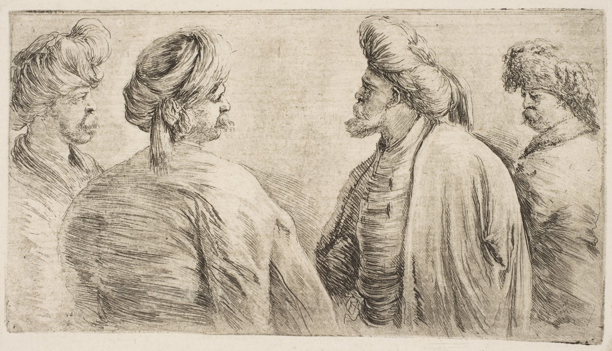 Fire tyrkere, halv lengde, ca. 1662. av Stefano della Bella