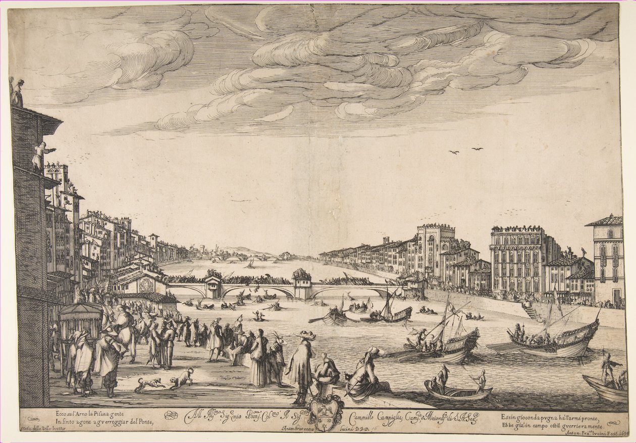 Game of the Bridge, Pisa, 1634. av Stefano della Bella