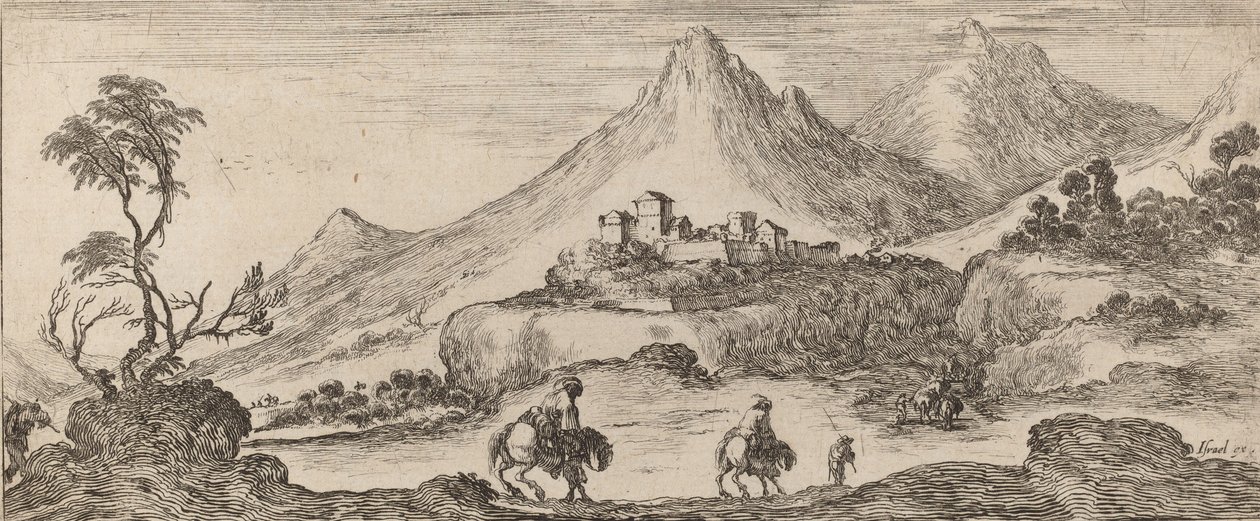 Landskap med slott, 1641. av Stefano della Bella