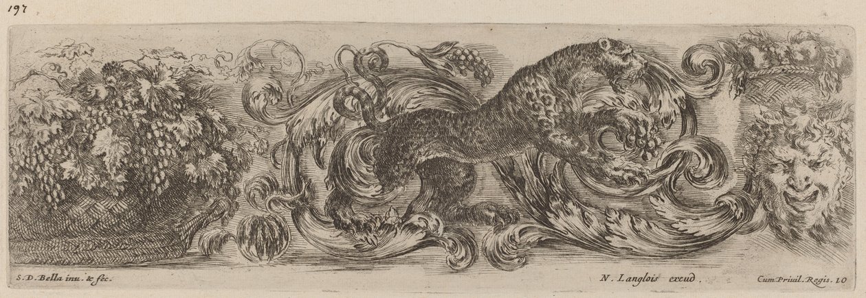 Ornamental Frise with Leopard, sannsynligvis 1648. av Stefano della Bella