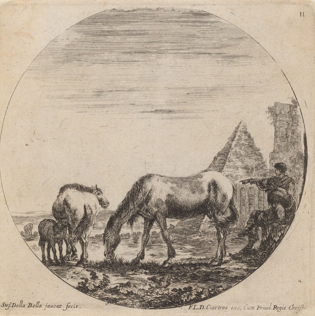 Pyramiden til Caius Cestius, 1646. av Stefano della Bella