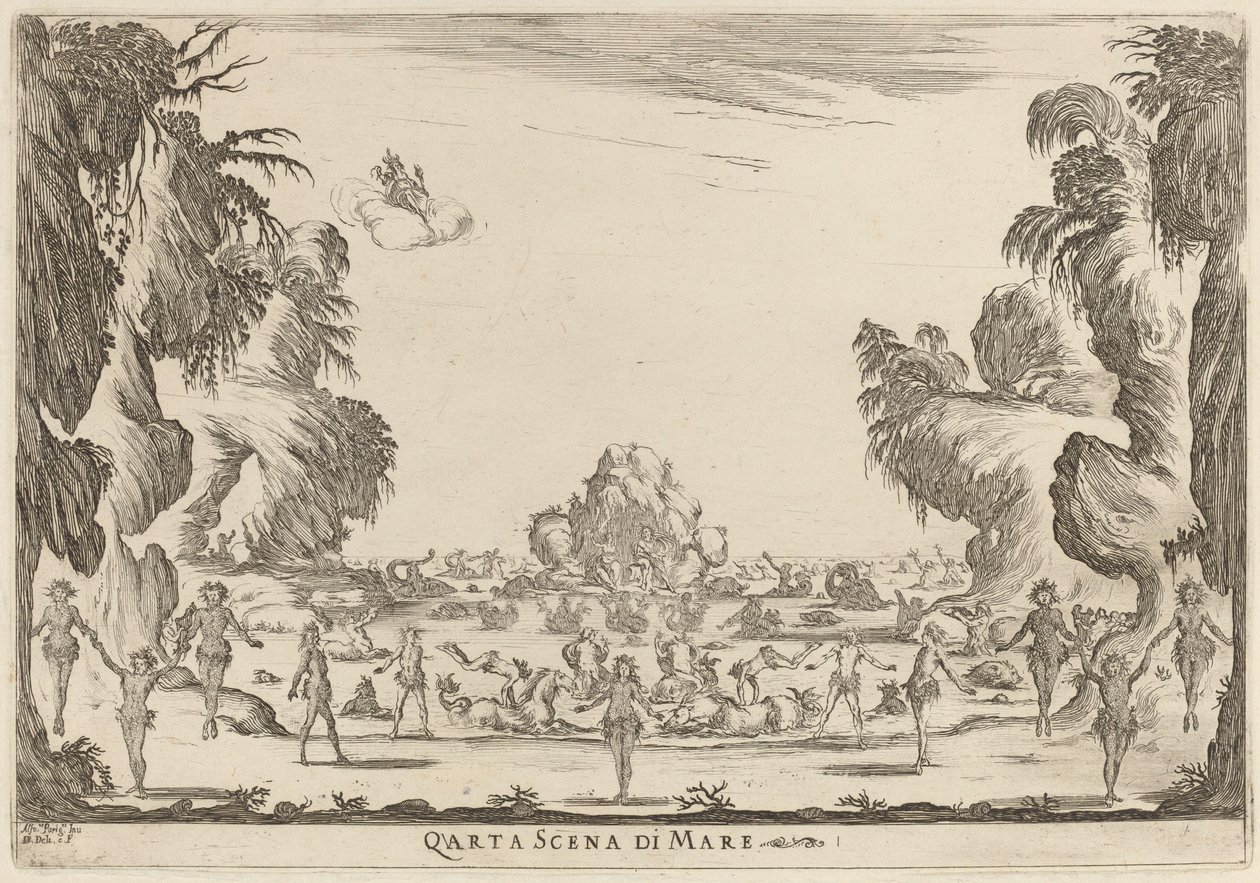 Fjerde scene av havet av Stefano della Bella