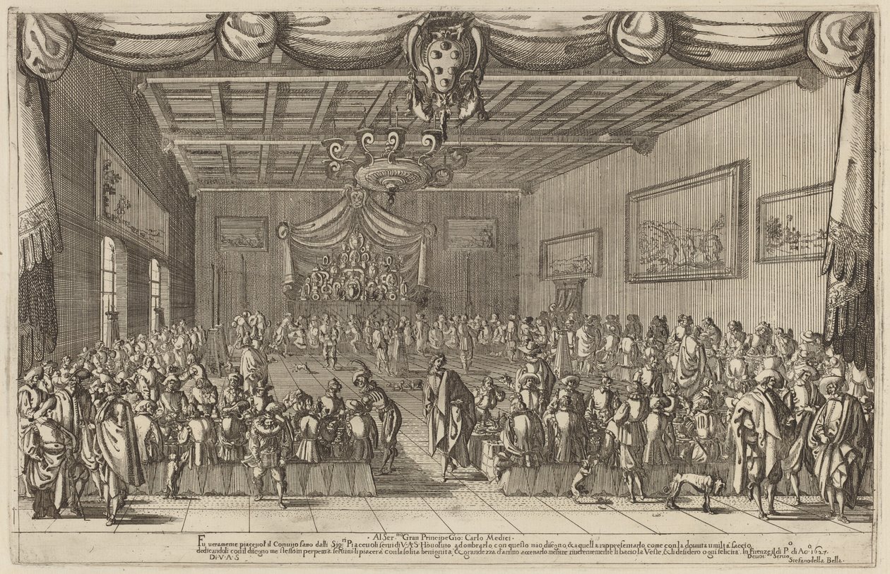 Banketten til Piacevoli, 1627. av Stefano della Bella
