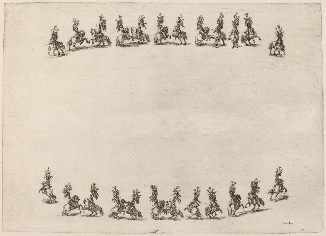 Tjuefire cavorting-kavaljerer, 1652. av Stefano della Bella