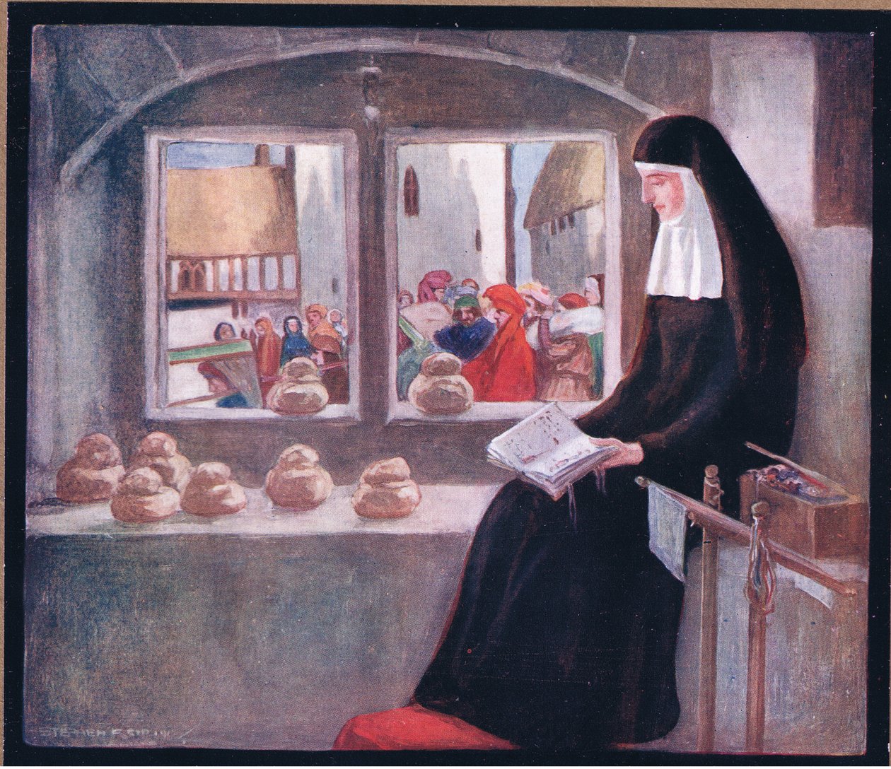 Mor Julian (farge litho) av Stephen Reid
